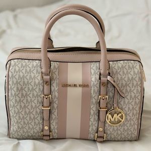 Michael Kors Bedford Travel Logo Stripe Vanilla/Soft Pink